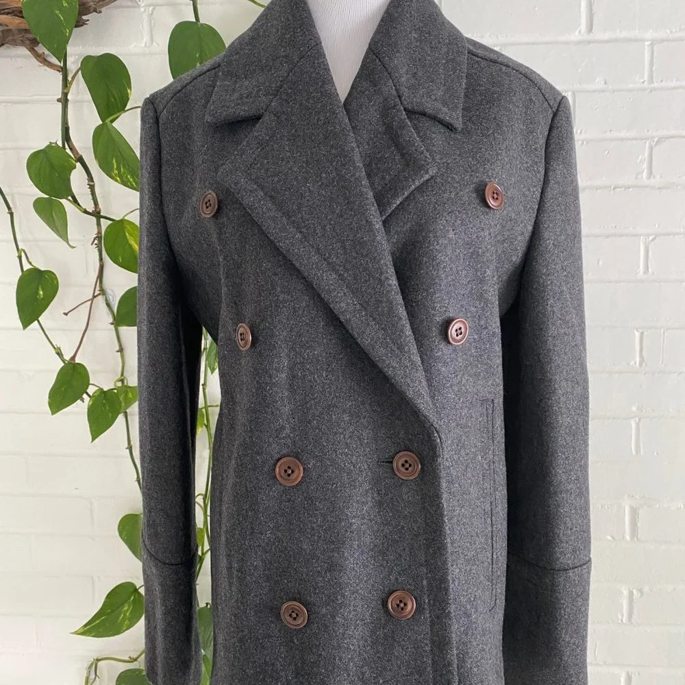 J. Crew Women's Charcoal Gray Wool Pea Coat - Picture 2 of 8